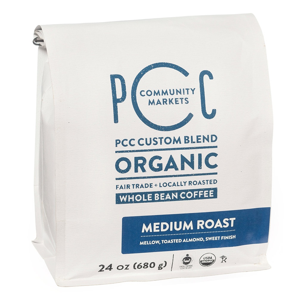 slide 1 of 1, PCC Organic Medium Roast Whole Bean Coffee, 24 oz