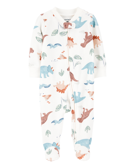 slide 1 of 2, Carter's Baby Dinosaur 2-Way Zip Cotton Sleep & Play Pajamas Multi 3M, 1 ct