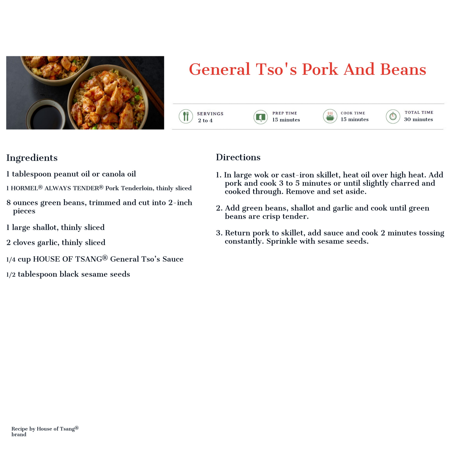 slide 5 of 5, House of Tsang General Tso Stir-Fry Sauce 12.6 oz. Bottle, 12.6 oz