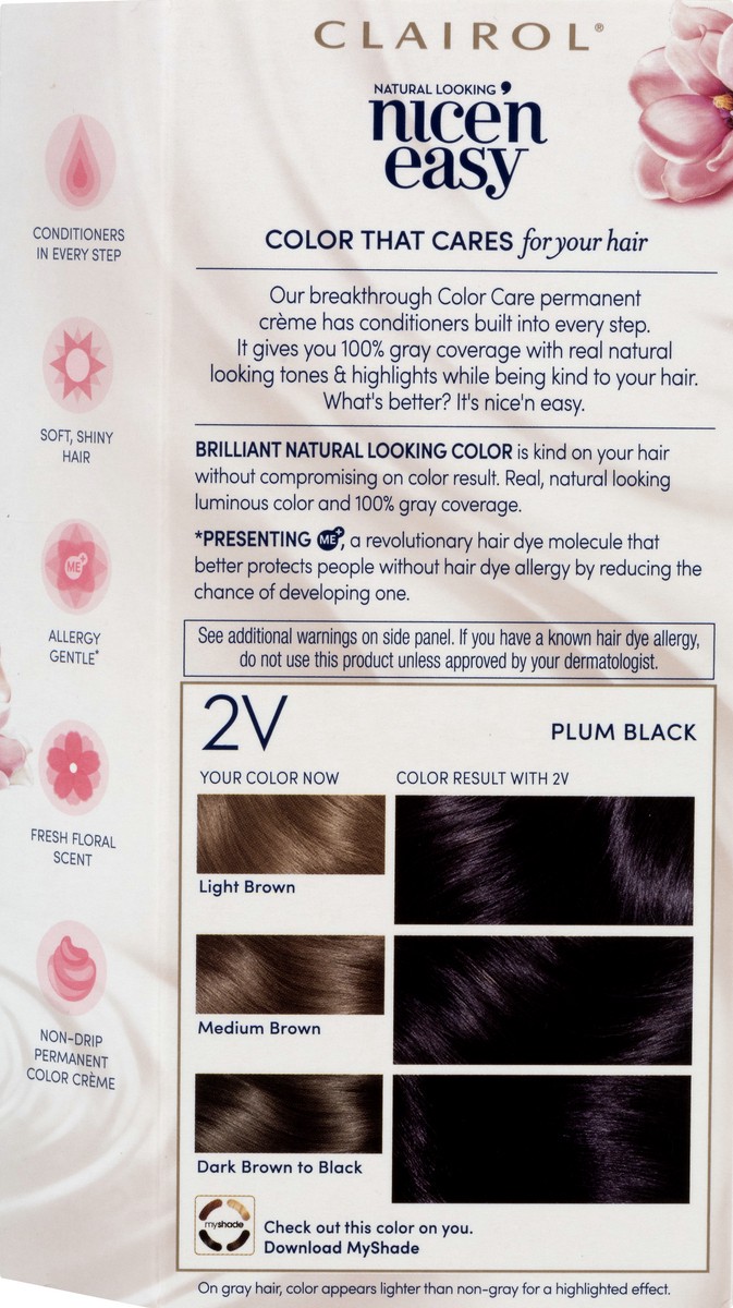 slide 3 of 12, Clairol 2V Plum Black Nice'n Easy Permanent Haircolor 1 ea, 1 ea