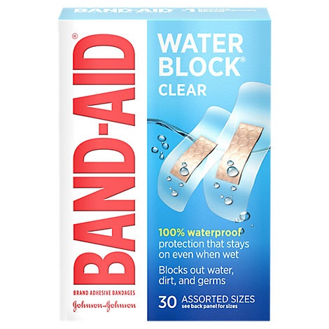 slide 1 of 1, Band-Aid Water Block Plus Adhesive Bandages Clear Assorted, 30 ct