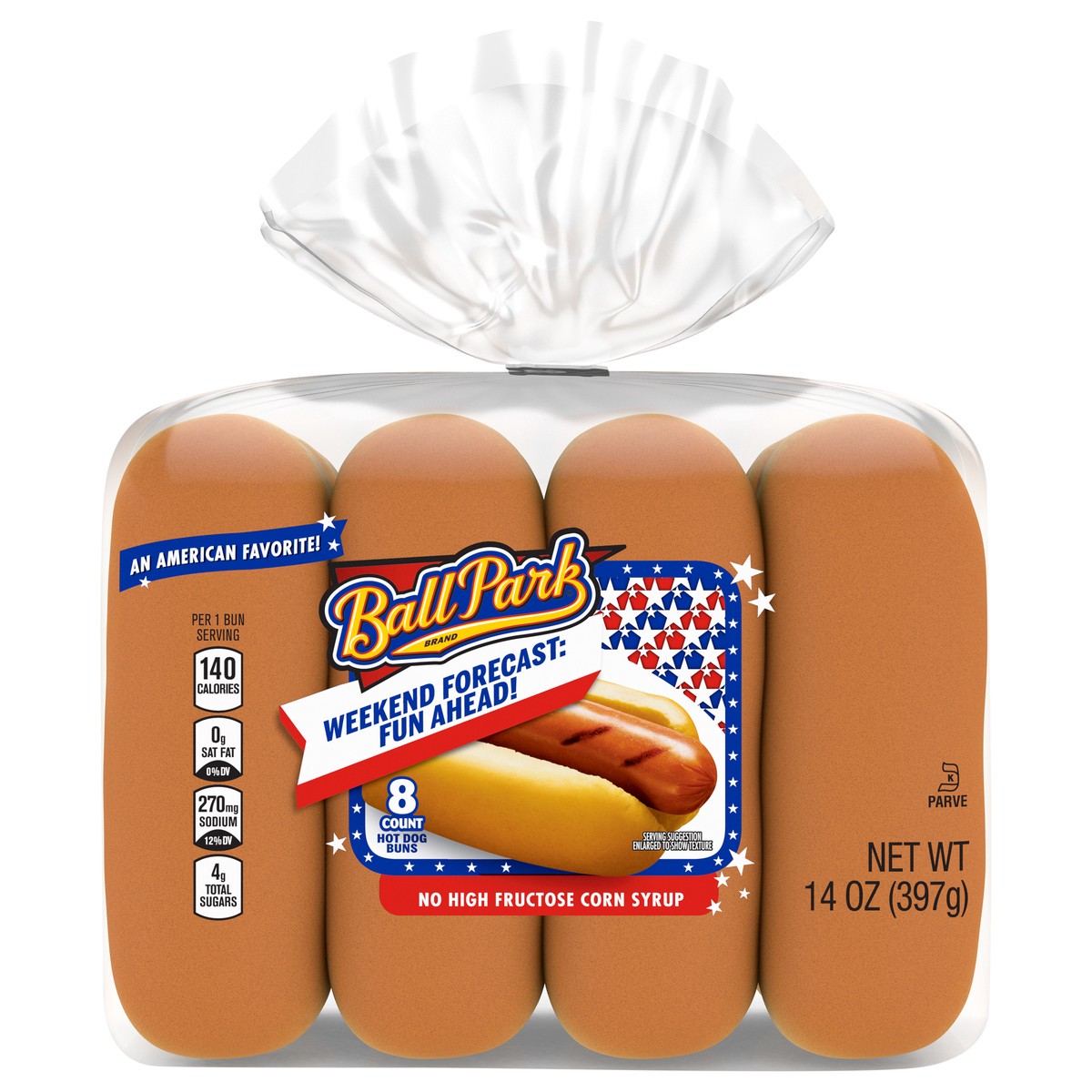slide 1 of 5, Ball Park White Hot Dog Buns, 8 count, 14 oz, 8 ct