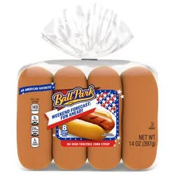 Ball Park White Hot Dog Buns, 8 count, Kosher Hot Dog Buns, 14 oz Bag