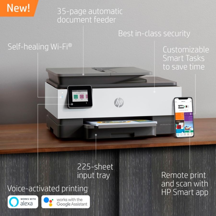 slide 2 of 10, HP Officejet Pro 8025 Wireless Color Inkjet All-In-One Printer, Copier, Scanner, Fax, 1Kr57A#B1H, 1 ct