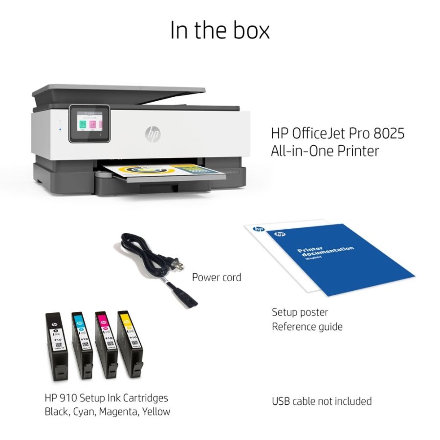 slide 6 of 10, HP Officejet Pro 8025 Wireless Color Inkjet All-In-One Printer, Copier, Scanner, Fax, 1Kr57A#B1H, 1 ct