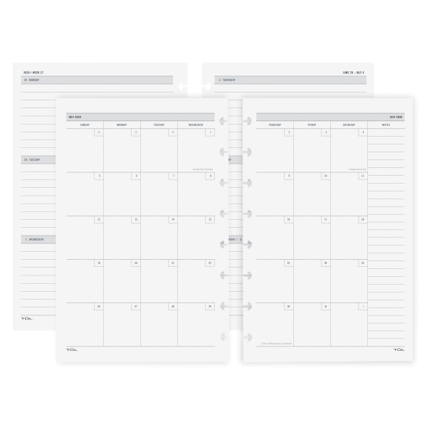 slide 1 of 3, TUL Discbound Academic Weekly/Monthly Planner Refill Pages, Junior Size, July 2020 To June 2021, TULjrfilr-Ay, 1 ct