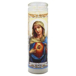 Brilux Immaculate Heart of Mary Religious Candle - White Wax