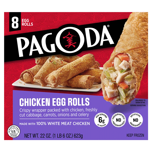 slide 1 of 1, Pagoda Chicken Egg Rolls, 22 oz