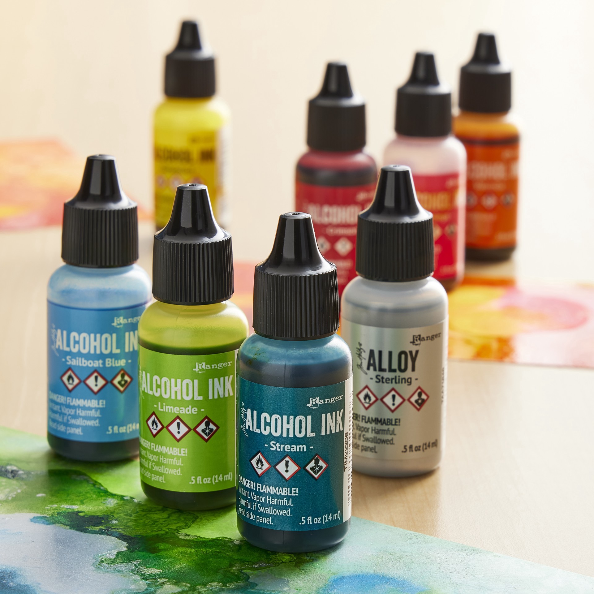 slide 3 of 4, Tim Holtz Spectrum 8 Color Alcohol Ink Set, 14 ml each