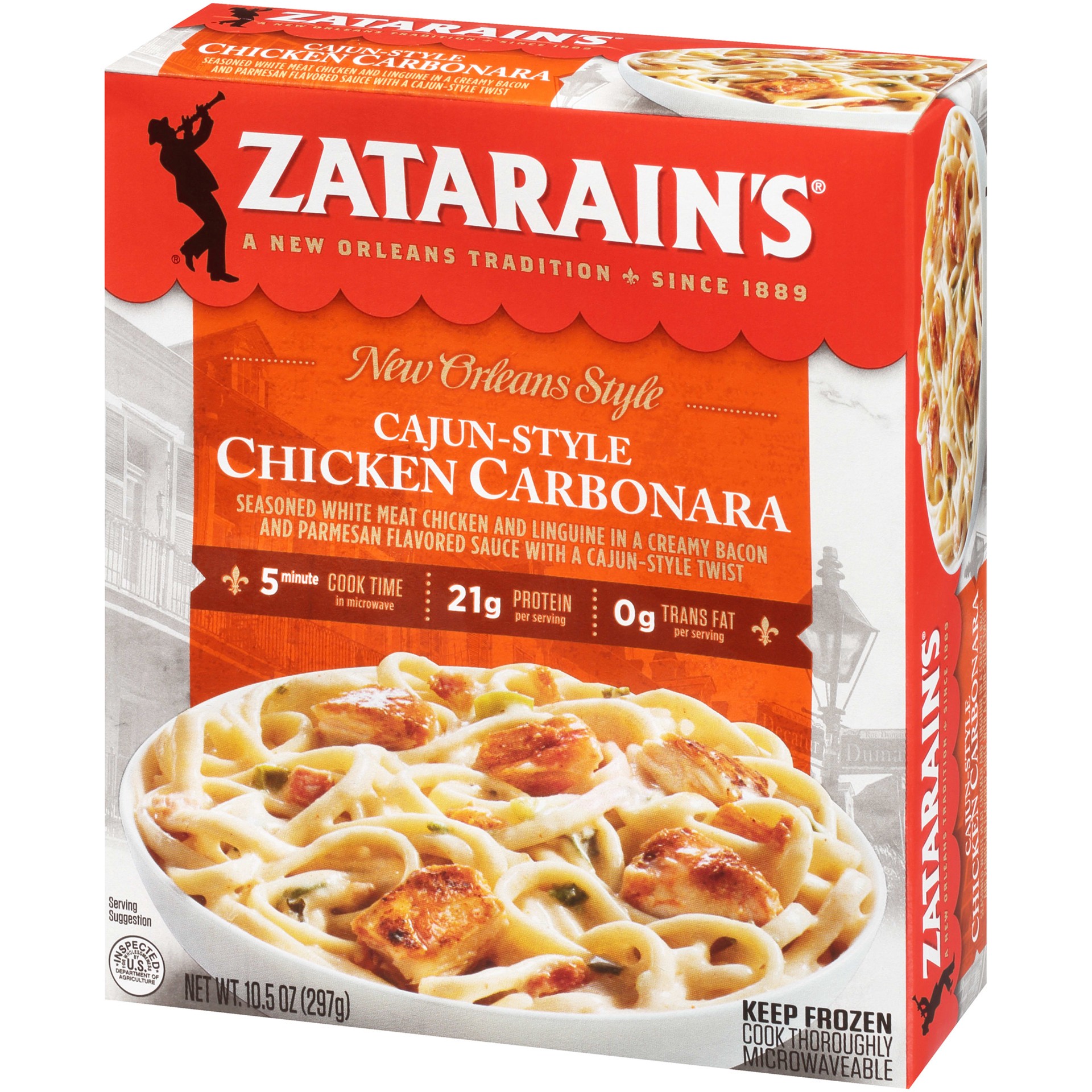 slide 2 of 5, Zatarain's Frozen Cajun-Style Chicken Carbonara, 10.5 oz