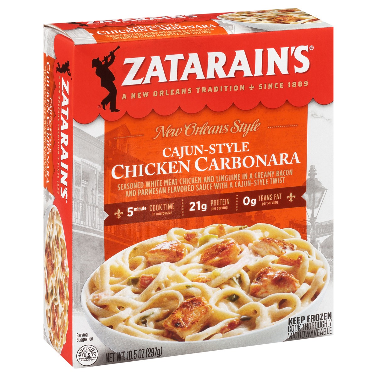 slide 5 of 13, Zatarain's Frozen Meal - Cajun Chicken Carbonara, 10.5 oz