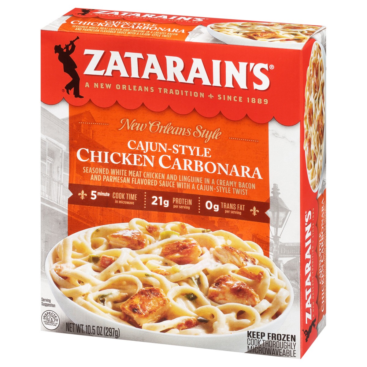 slide 6 of 13, Zatarain's Frozen Meal - Cajun Chicken Carbonara, 10.5 oz