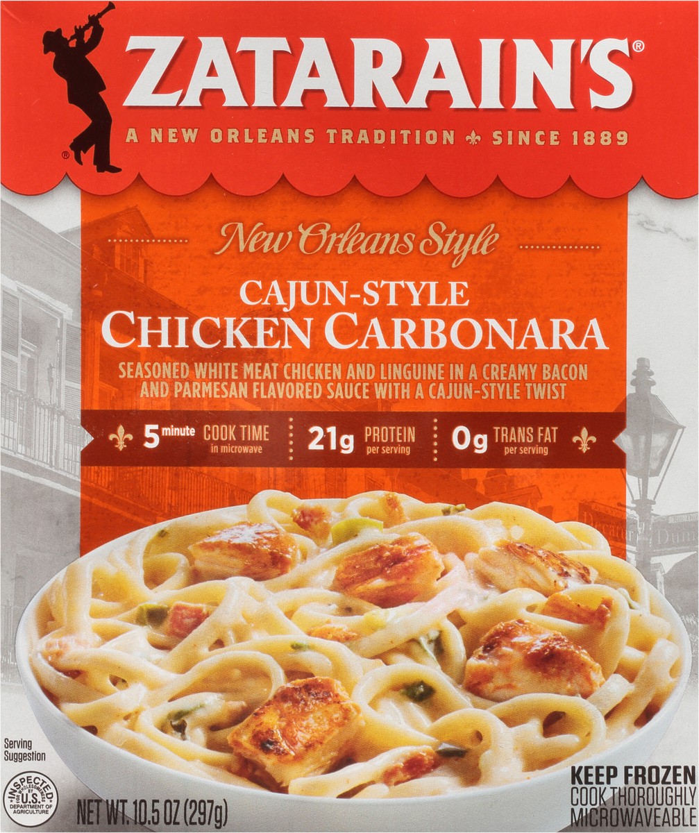 slide 10 of 13, Zatarain's Frozen Meal - Cajun Chicken Carbonara, 10.5 oz