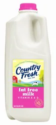 Country Fresh Milk Fat Free Half Gallon Plastic Jug