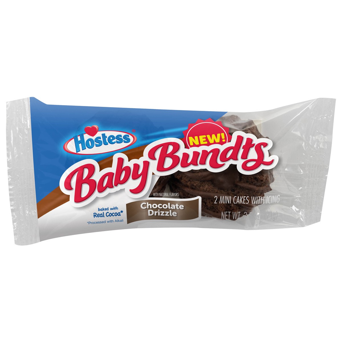 slide 2 of 11, HOSTESS Chocolate Drizzle Baby Bundts, Mini Chocolate Bundt Cakes, Single Serve – 2 count, 2.5 oz, 2 ct