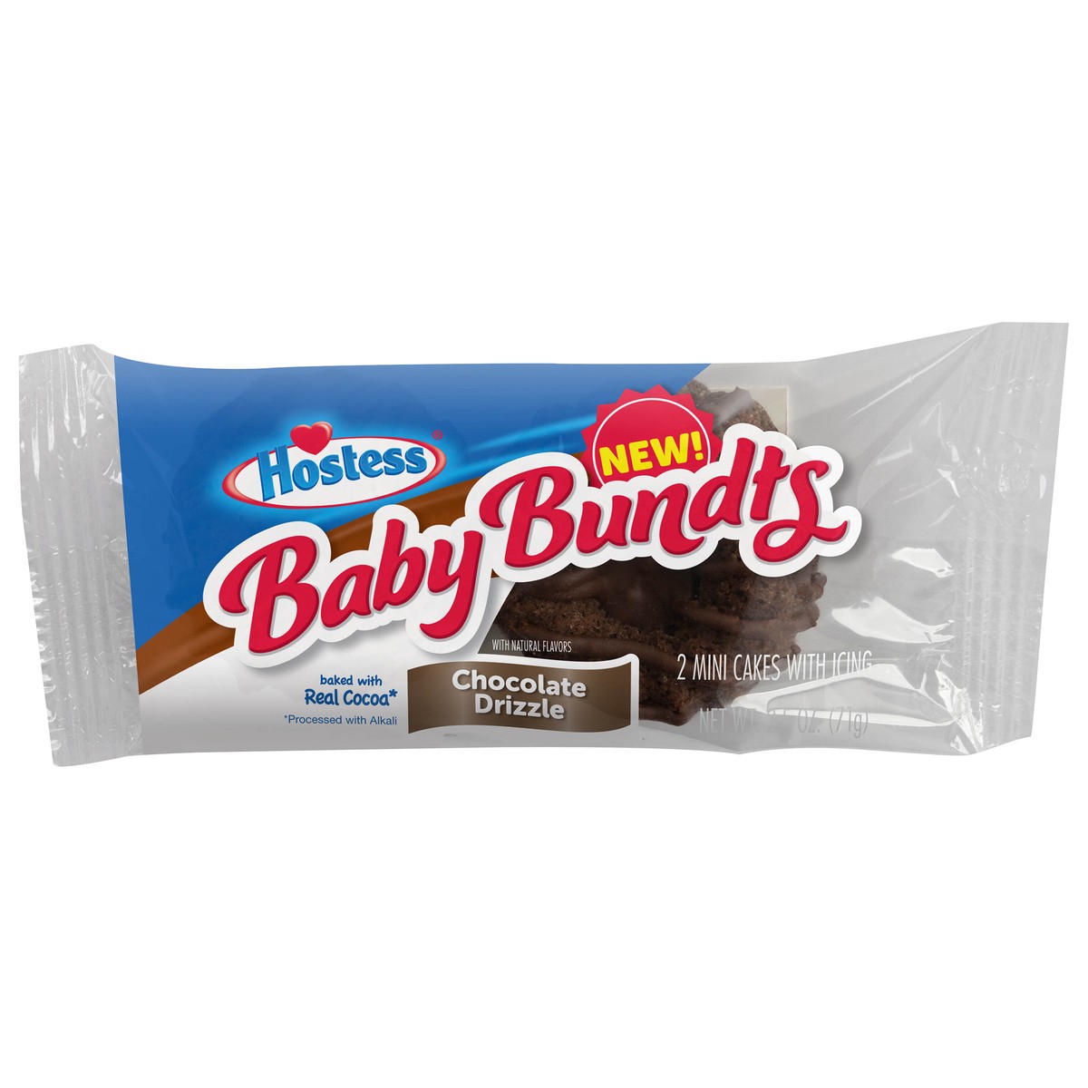 slide 3 of 11, HOSTESS Chocolate Drizzle Baby Bundts, Mini Chocolate Bundt Cakes, Single Serve – 2 count, 2.5 oz, 2 ct