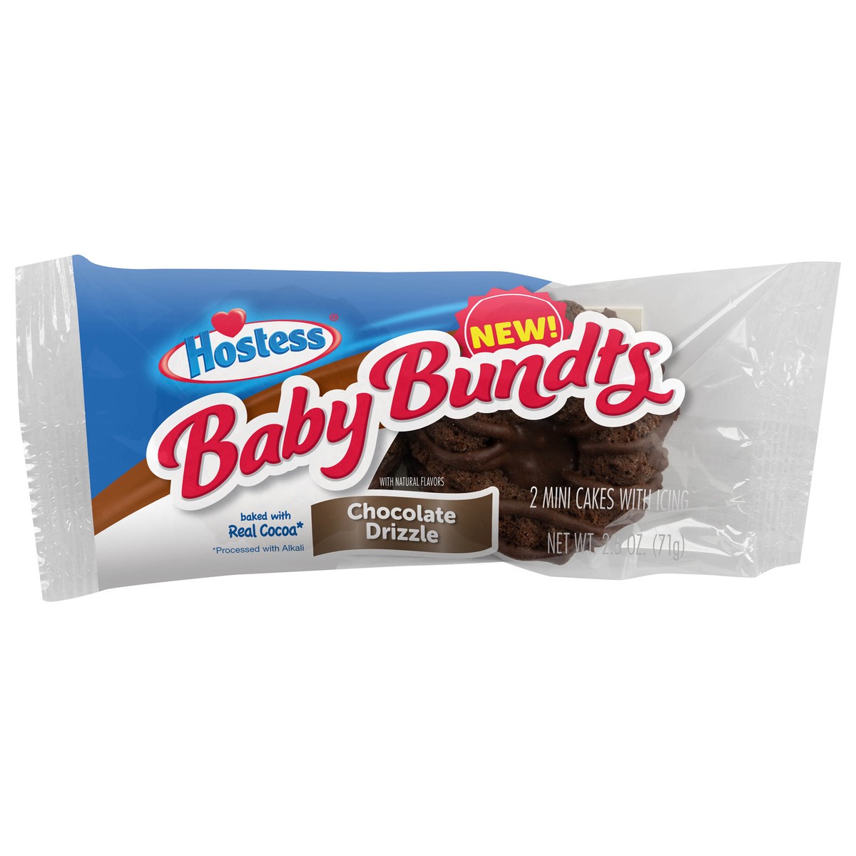 slide 1 of 11, HOSTESS Chocolate Drizzle Baby Bundts, Mini Chocolate Bundt Cakes, Single Serve – 2 count, 2.5 oz, 2 ct