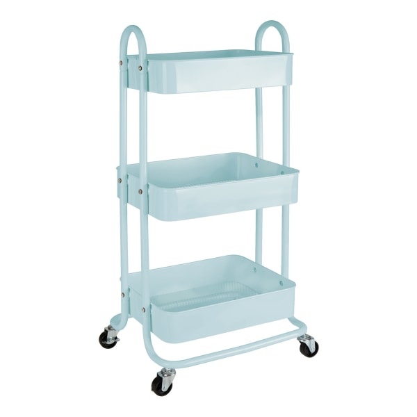 slide 1 of 4, Realspace Mobile 3-Tier Storage Cart, 35-5/8"H X 17-15/16"W X 14-5/16"D, Light Blue, 1 ct