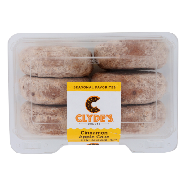 slide 1 of 1, Clyde's Cinnamon Apple Cake Donuts, 6 ct