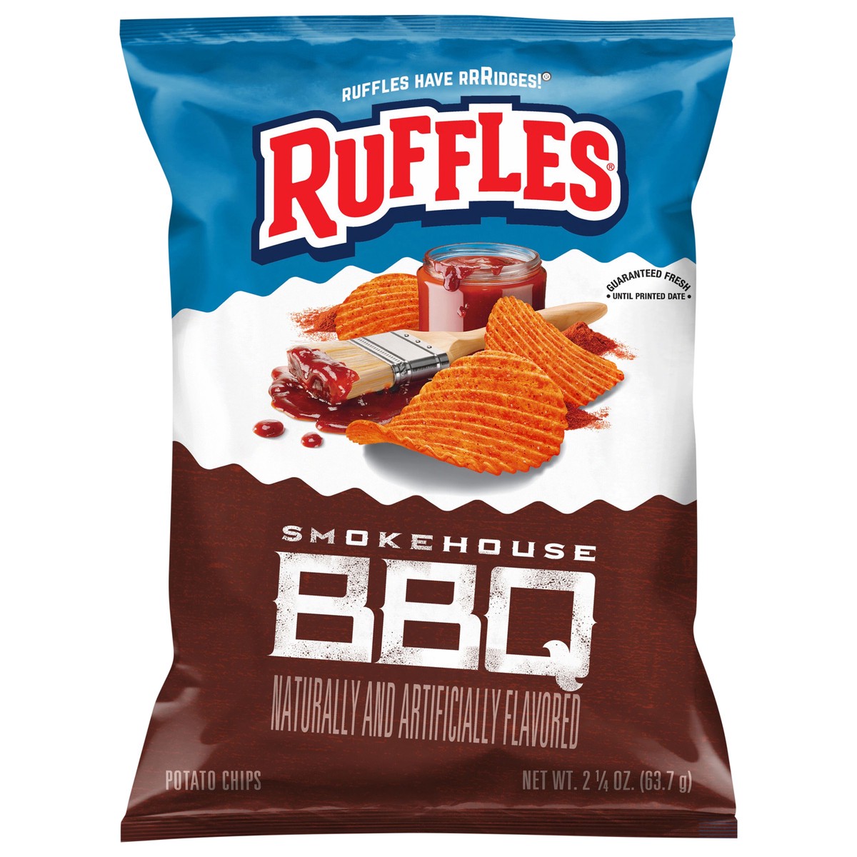 slide 3 of 9, Ruffles Potato Chips Smokehouse BBQ 2 1/4 Oz, 2.25 oz