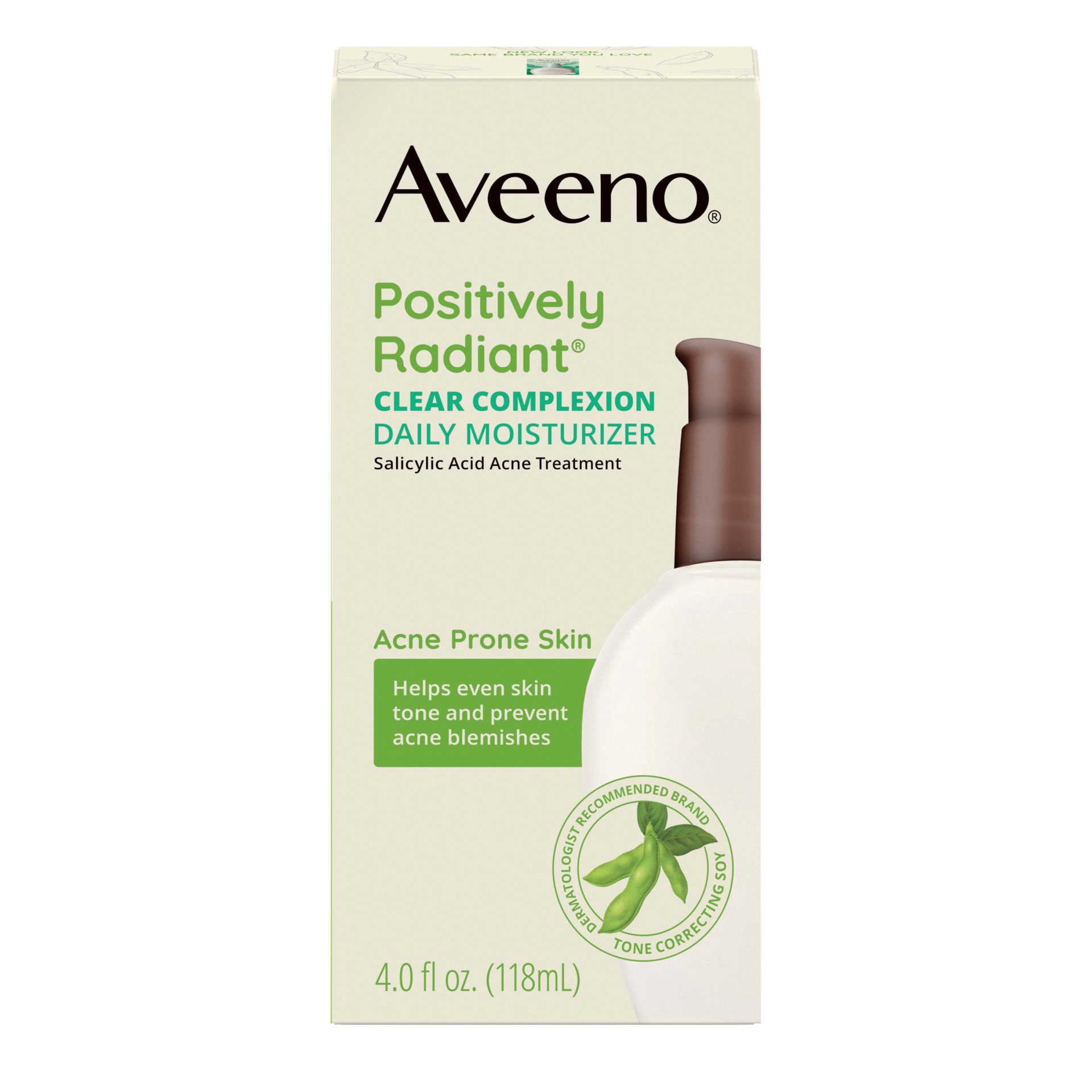 slide 1 of 8, Aveeno Clear Complexion Acne-Fighting Daily Face Moisturizer with Soy & 0.5% Salicylic Acid, Gentle Acne Treatment for Acne-Prone Skin, Hypoallergenic, 4 fl. oz, 4 fl oz