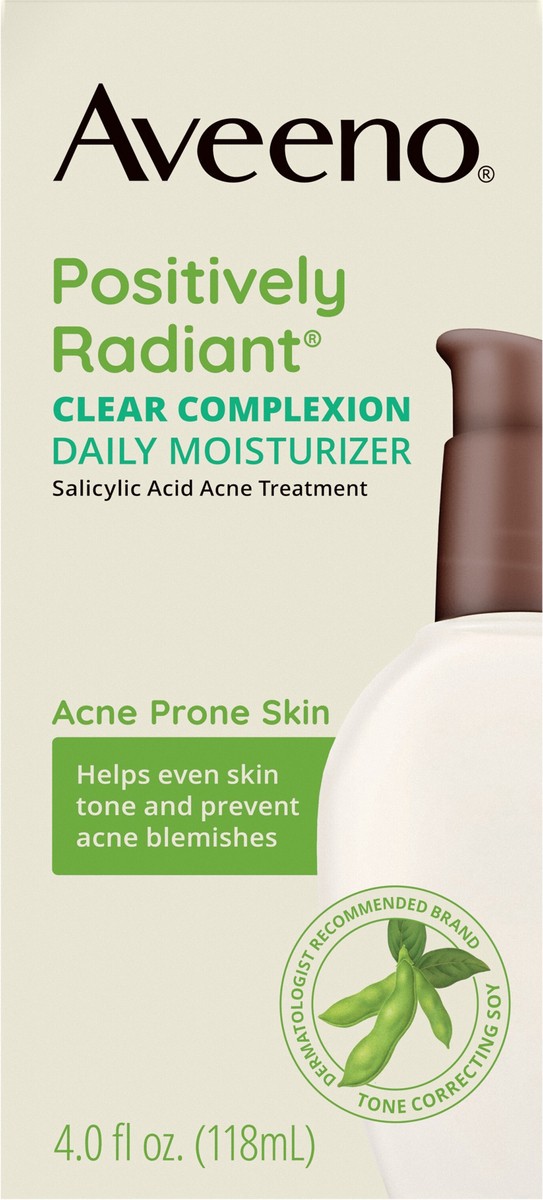 slide 6 of 8, Aveeno Clear Complexion Acne-Fighting Daily Face Moisturizer with Soy & 0.5% Salicylic Acid, Gentle Acne Treatment for Acne-Prone Skin, Hypoallergenic, 4 fl. oz, 4 fl oz