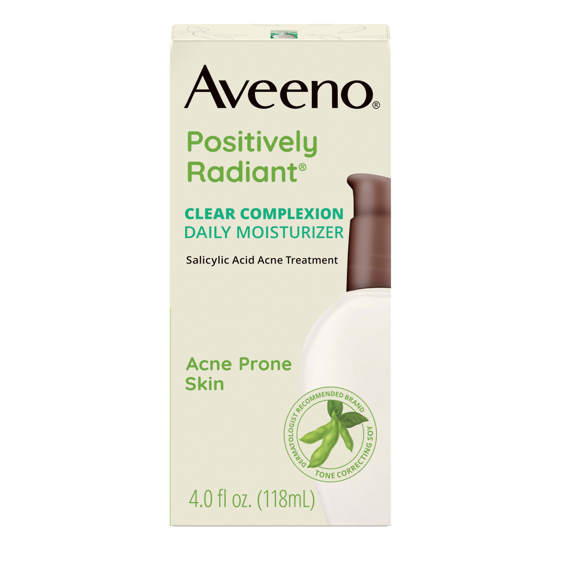 slide 1 of 8, Aveeno Clear Complexion Acne-Fighting Daily Face Moisturizer with Soy & 0.5% Salicylic Acid, Gentle Acne Treatment for Acne-Prone Skin, Hypoallergenic, 4 fl. oz, 4 fl oz