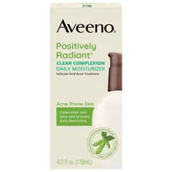 Aveeno Clear Complexion Acne-Fighting Daily Face Moisturizer with Soy & 0.5% Salicylic Acid, Gentle Acne Treatment for Acne-Prone Skin, Hypoallergenic, 4 fl. oz