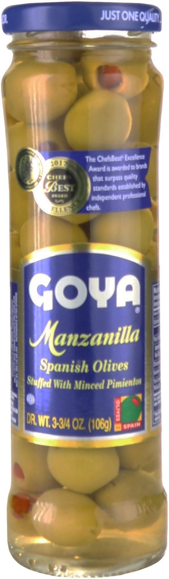 slide 1 of 1, Goya Stuffed Manzanilla Olives, 3.7 oz