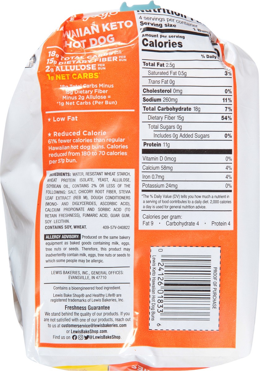 slide 5 of 9, Healthy Life Hawaiian Keto Hot Dog Buns 4 ea, 4 ct