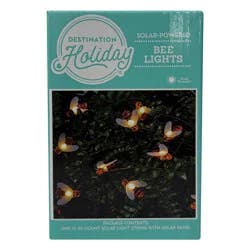 Destination Holiday Solar-Powered Bee Shape LED String Lights