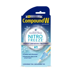Compound W NitroFreeze Wart Remover, Maximum Freeze, 1 Pen and 5 Replacements
