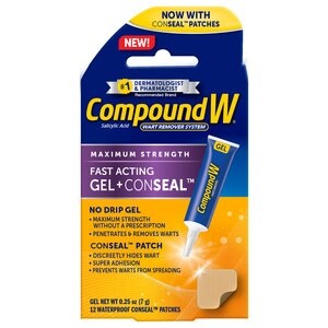 slide 1 of 1, Compound W Maximum Strength Fast Acting Gel Wart Remover And Conseal Patches, 12 Ct, 12 ct