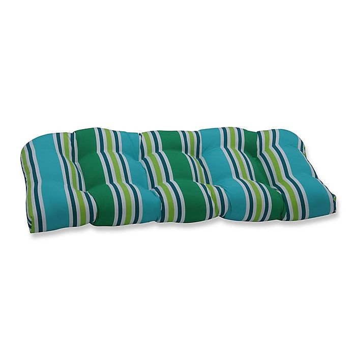 slide 1 of 1, Pillow Perfect Aruba Stripe Loveseat Cushion - Turquoise/Green, 1 ct