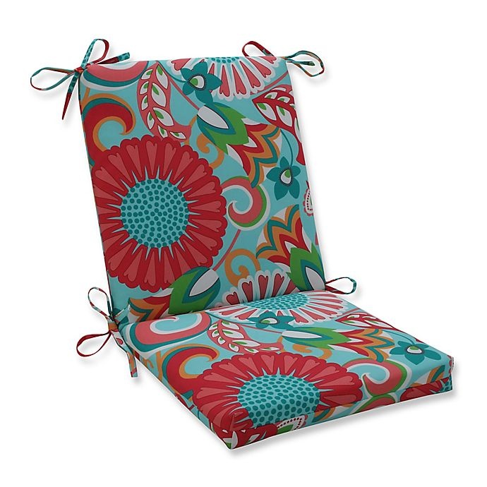 slide 1 of 1, Pillow Perfect Sophia Squared Chair Cushion - Turquoise, 1 ct