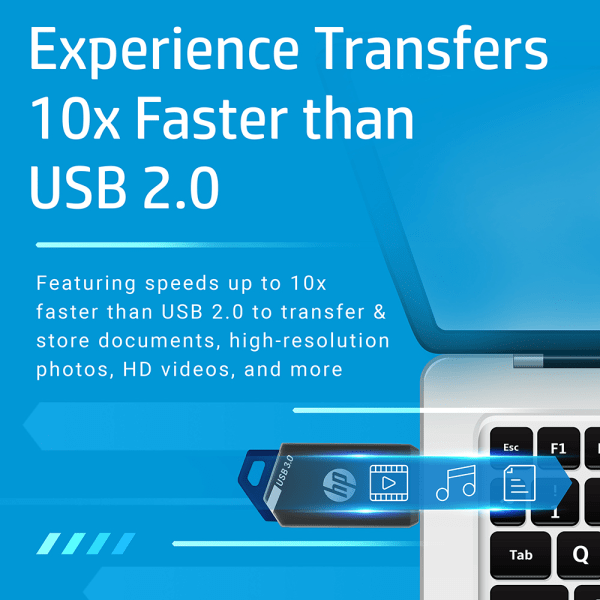 slide 5 of 10, HP X900W Usb 3.0 Flash Drive, 64Gb, Gray/Blue, P-Fd64Ghp900-Ge, 1 ct