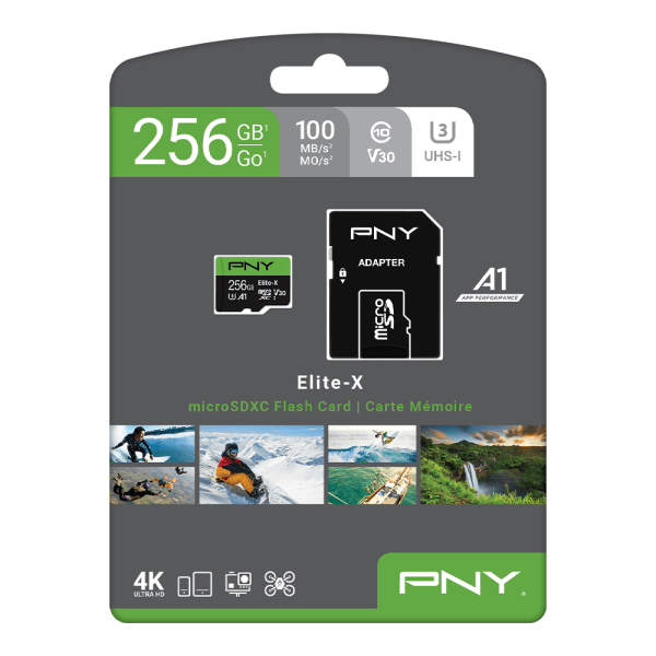 slide 4 of 7, PNY Elite-X Class 10 U3 V30 Microsdxc Flash Memory Card, 256Gb, 1 ct