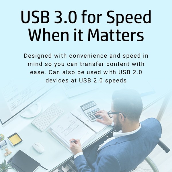 slide 4 of 8, HP X900W Usb 3.0 Flash Drives, 32Gb, Gray/Blue, Pack Of 2 Flash Drives, 2 ct