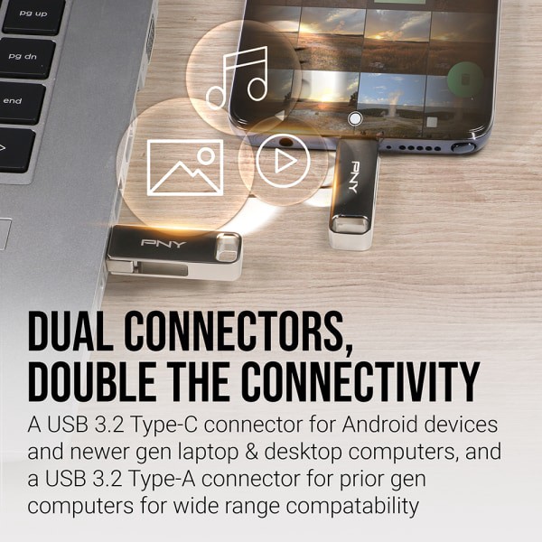 slide 3 of 7, PNY Type-C / Type-A USB 3.2 Dual Drive 1 ea, 1 ct