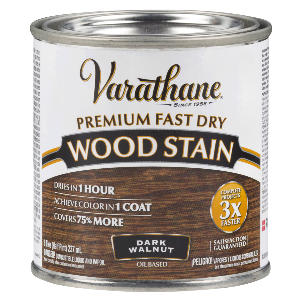 slide 1 of 5, Varathane Premium Fast Dry Wood Stain - 262025, Half Pint, Dark Walnut, 1/2 pint