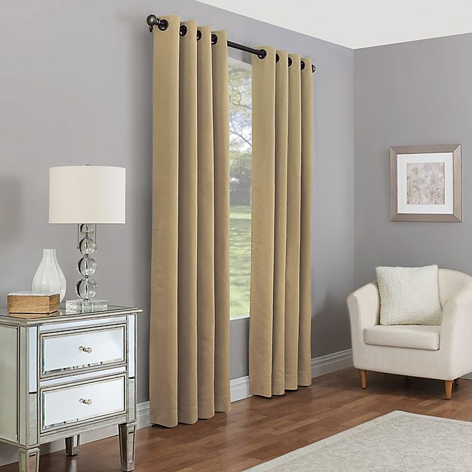 slide 1 of 2, Madeira Grommet 100% Blackout Window Curtain Panel - Gold, 95 in
