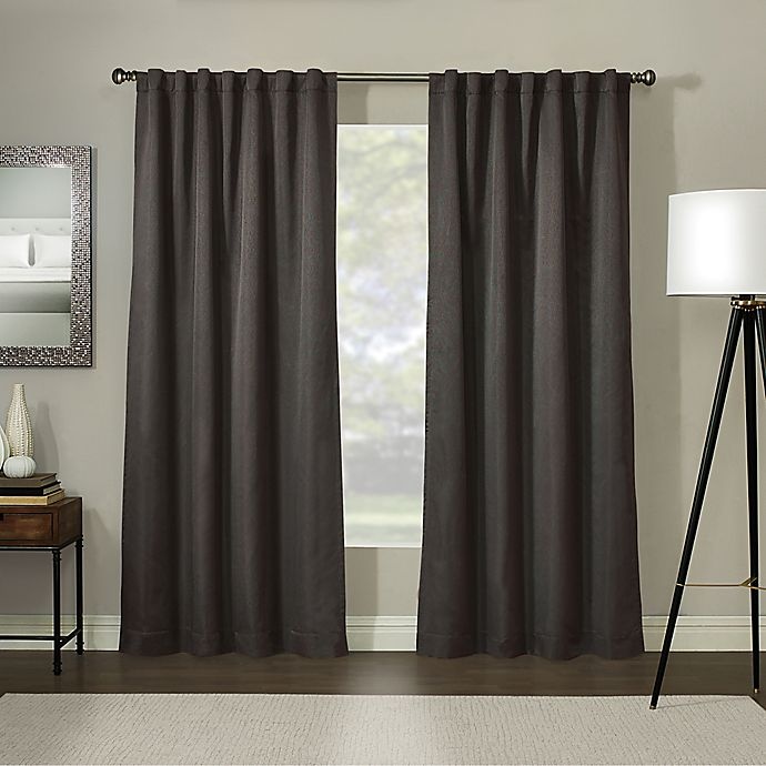 slide 1 of 2, Madeira 100% Blackout Rod Pocket Window Curtain Panel - Charcoal, 63 in
