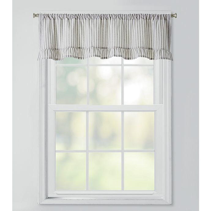 slide 1 of 2, Bee & Willow Home Striped Ruffles Window Valance - Grey/Ivory, 1 ct