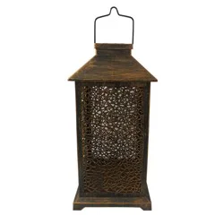 Holiday Home Small Tabletop Solar Lantern - Bronze