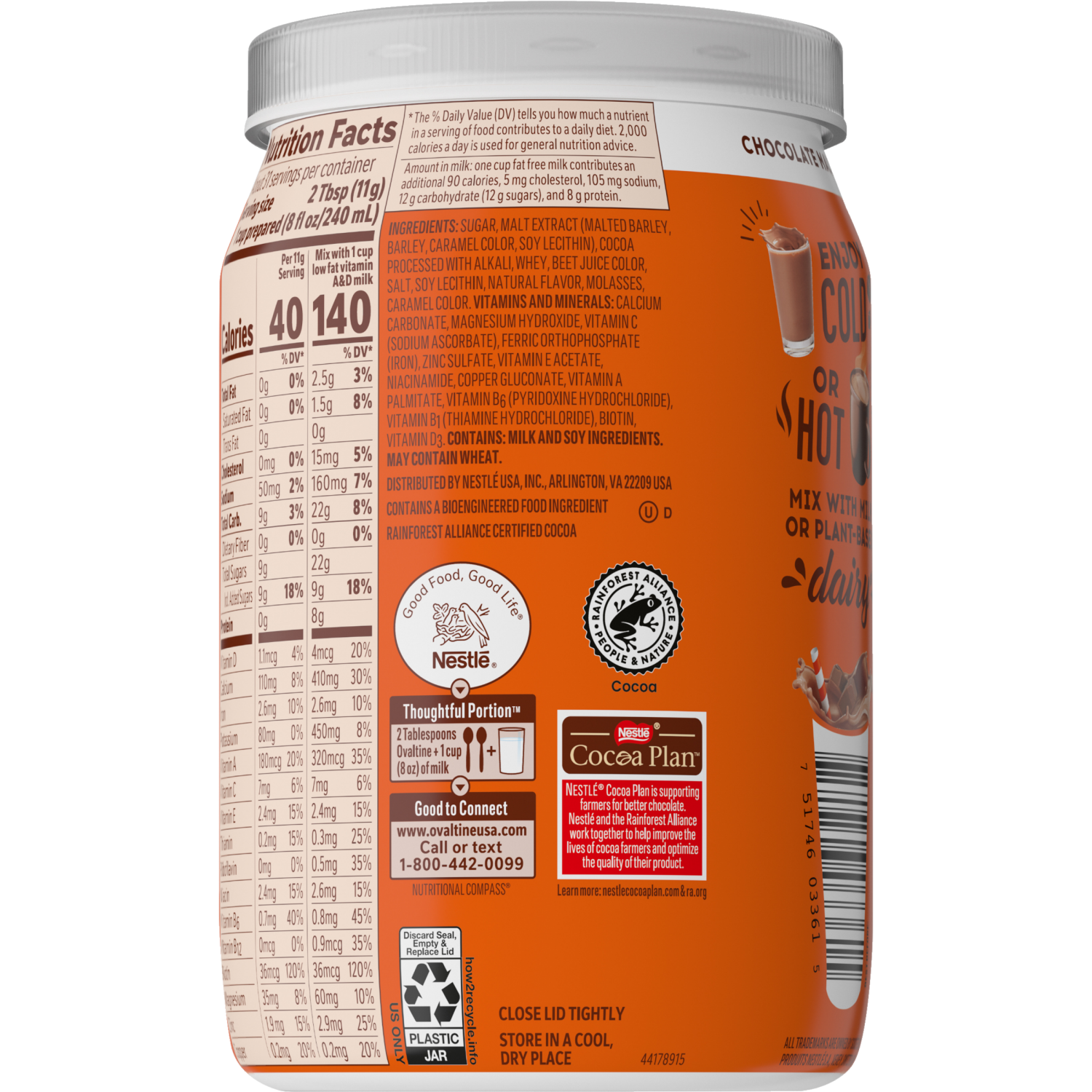 slide 4 of 7, Ovaltine Chocolate Malt Powdered Drink Mix for Hot and Cold Milk Canister - 12 oz, 12 oz