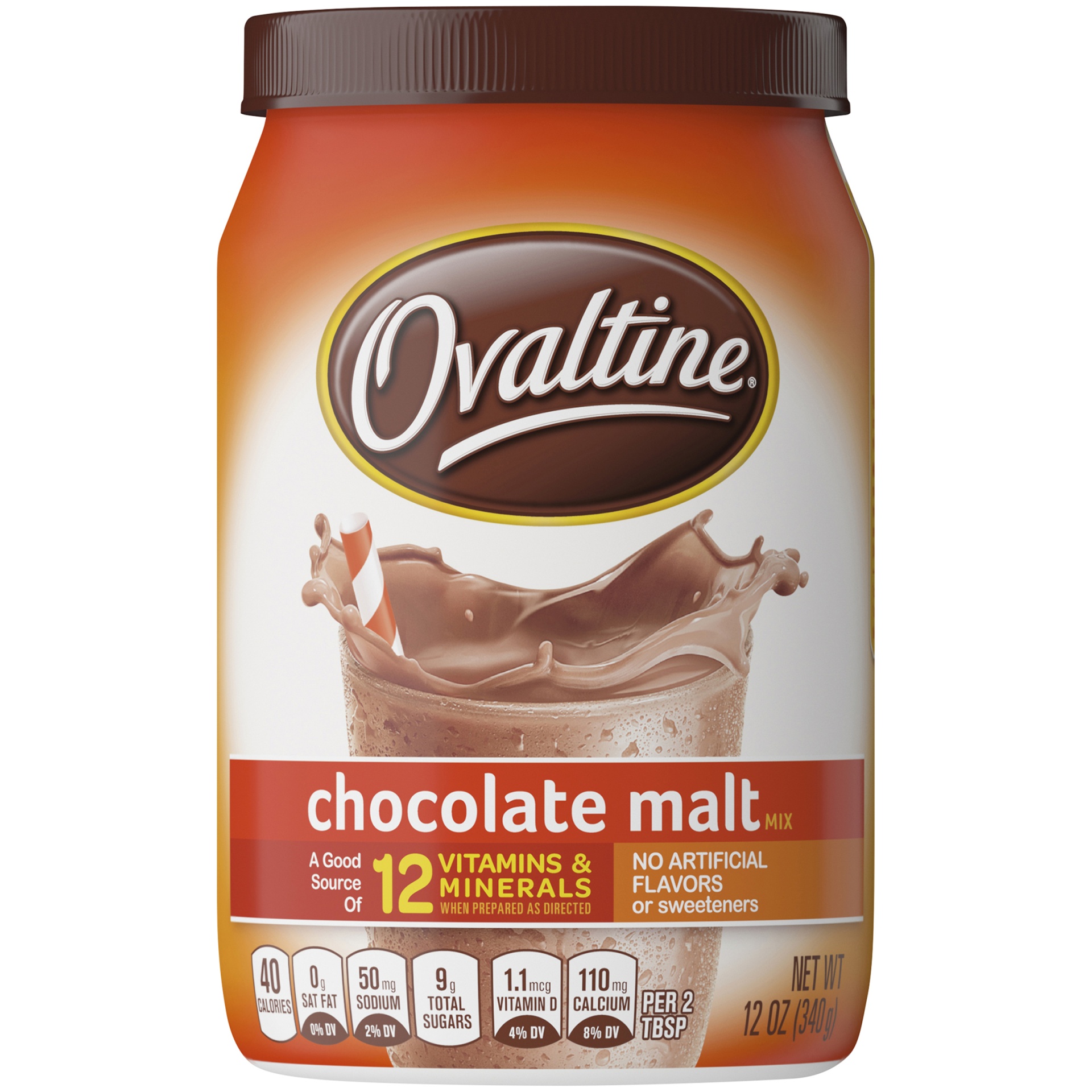 slide 4 of 8, Ovaltine Chocolate Malt Powdered Drink Mix for Hot and Cold Milk Canister, 12 oz