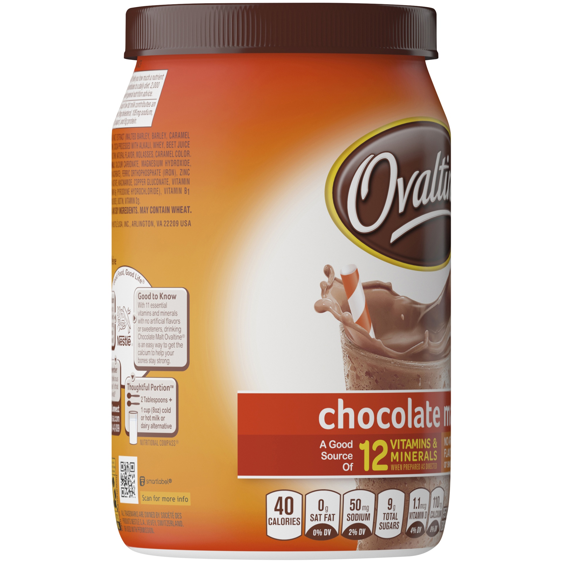 slide 5 of 8, Ovaltine Chocolate Malt Powdered Drink Mix for Hot and Cold Milk Canister, 12 oz