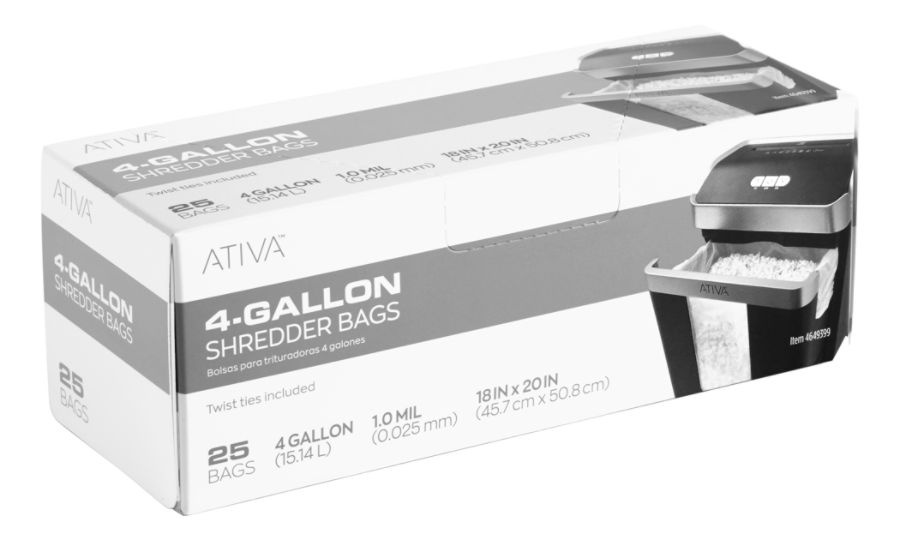 Ativa 1 mil Shredder Bags 4 Gallons Clear Box Of 25 Bags - Office