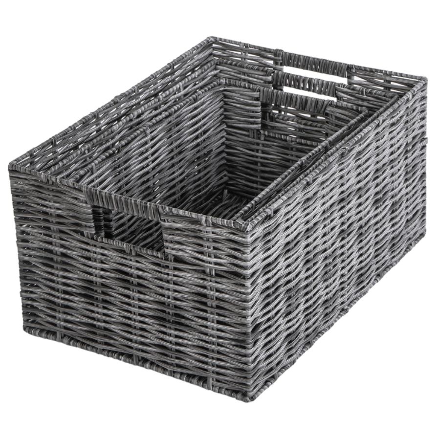 slide 5 of 5, Realspace 3-Piece Storage Basket Set, Grey/Light Grey, 1 ct