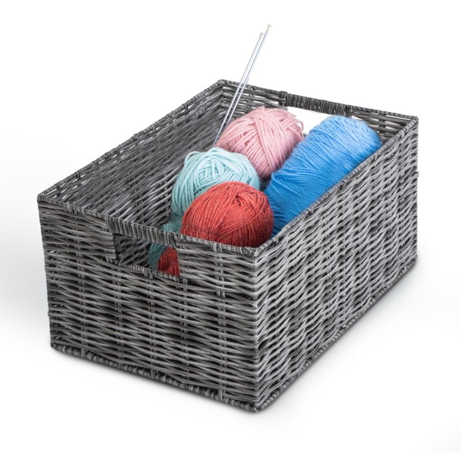 slide 4 of 5, Realspace 3-Piece Storage Basket Set, Grey/Light Grey, 1 ct